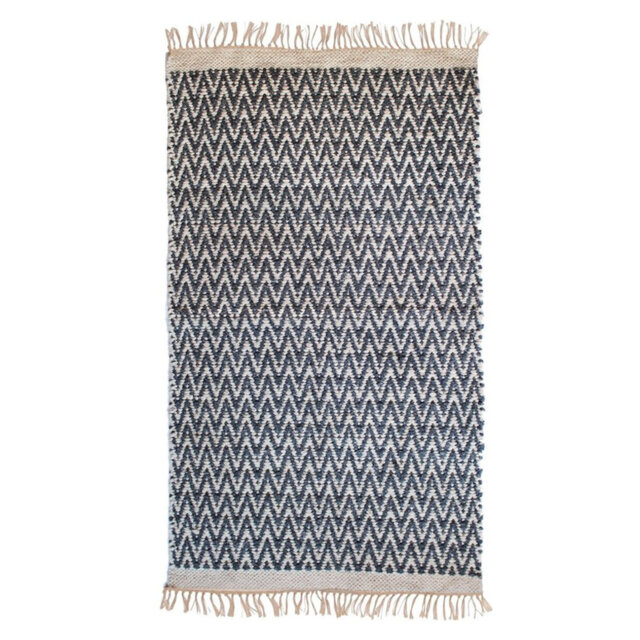 Roeut Chevron Handmade Blue/Gold Area Rug