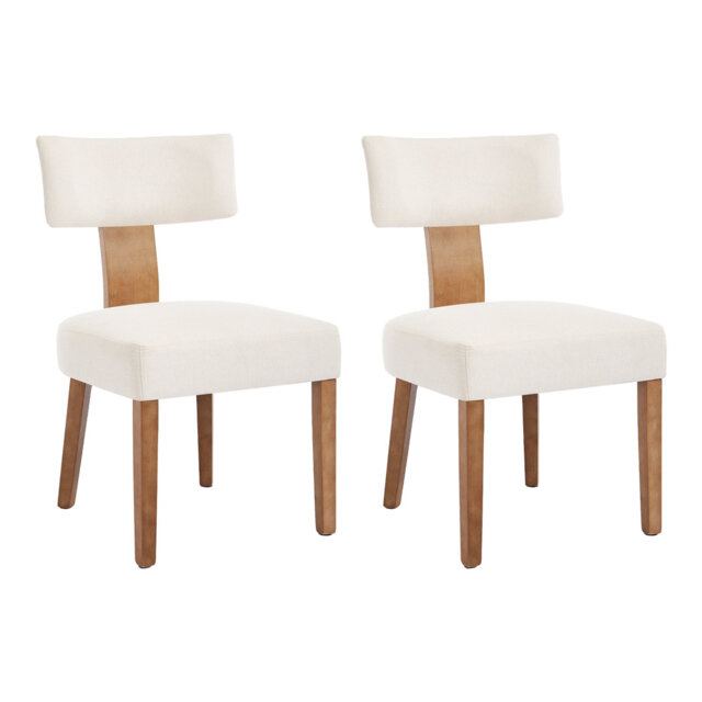 Linen Upholstered Dining Chairs With Wooden Frame For Dining Room