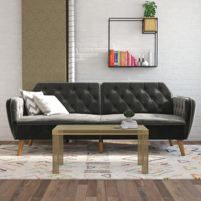 Tallulah Memory Foam Futon Grey Velvet