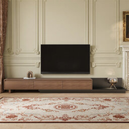 "Adjustable TV Unit with 3 Storage Drawers - Extendable Width 200-330cm - Available in Walnut, Grey & Dark Walnut - Fits 75-100"" TVs for Living Room &"