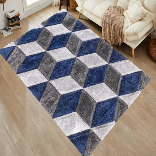 Alyha Geometric Machine Tufted Shag Indoor / Outdoor Area Rug