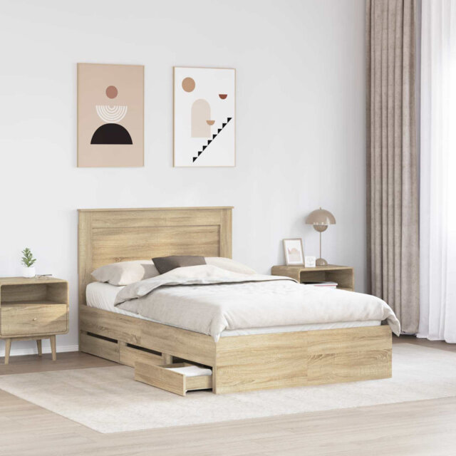Bed Frame With Drawer Sonoma Oak 90 X 190 Cm Engineer Wood