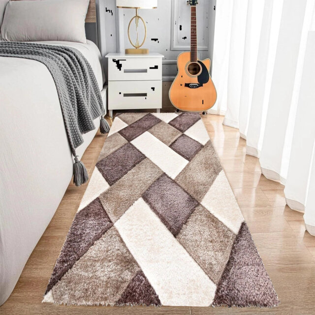 Modern Stylish Large Shaggy Rug Hallway Runner Living Room Bedroom Area Rug Carpet Mat