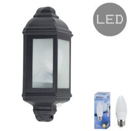 Mattie Black 37cm H Frosted Glass Outdoor Wall Lantern