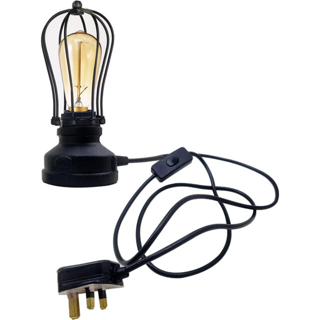 Vintage Industrial Table Lamp with LED Bulb E27 Desk Light Retro Rustic Steampunk Bedside Lamp UK Plug for Bedroom Living Room Office Bar Café Loft Li