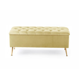 Amara Wide Velvet Tufted Rectangle Storage Ottoman Footstool Upholstered Bench with Legs for Living Room & Bedroom