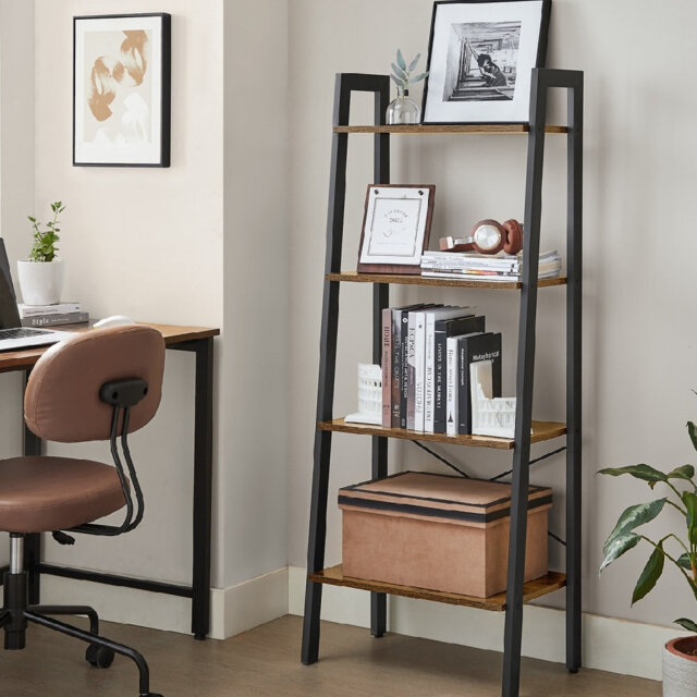 Galilea 137.5cm H x 56cm W Steel Ladder Bookcase
