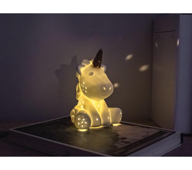 Unicorn XS Porcelain Table Lamp - Mini Fantasy Ceramic Light for Small Bedroom