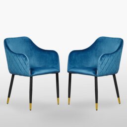 Holdenville Modern Velvet Dining Chairs - Ergonomic Button Back with Metal Legs - Armchair for Living Room Dining Room Restaurants Set of 2