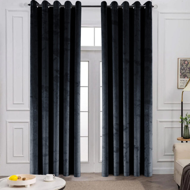 Pownal Crushed Velvet Eyelet Sheer Living Room Curtains
