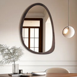 Asymmetrical Wood Framed Wall Accent Mirror