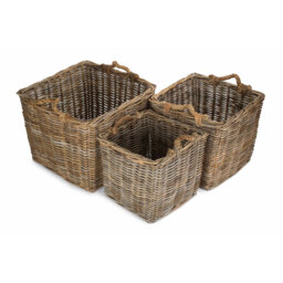 Verna 3 Piece Rattan Log Carrier Basket Set