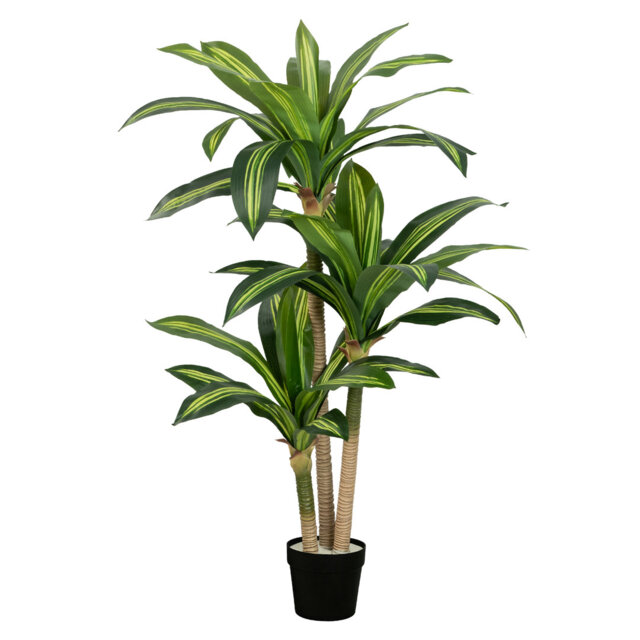 Artificial Dracaena Plant, 105cm / 120cm /150cm/180cm Tall Indoor Faux Tropical Tree with Realistic Variegated Leaves, Maintenance Free Decorative Flo