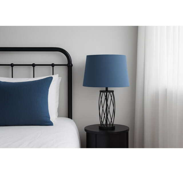 Alexarae 50cm Black Frame Style Table Lamp with Linen Shade
