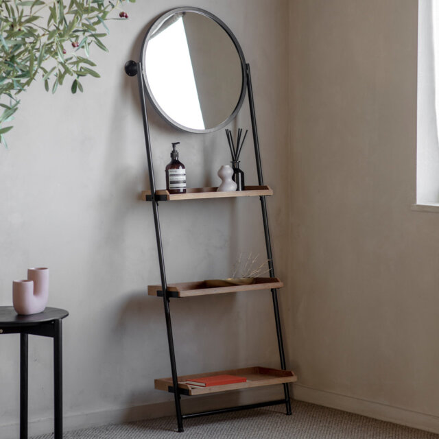 Lakemoore Flat Floor Mirror with Shelves