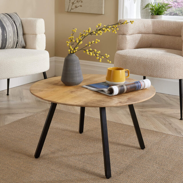 Agota Round Solid Mango Wood Coffee Table