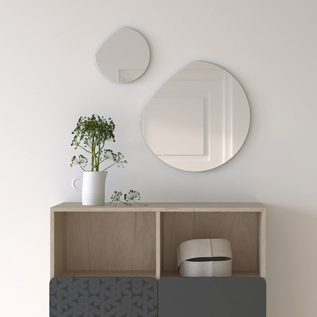 Wood Asymmetrical Wall Mirror