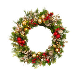 Pre-Lit Berry Mixed Tip Wreath