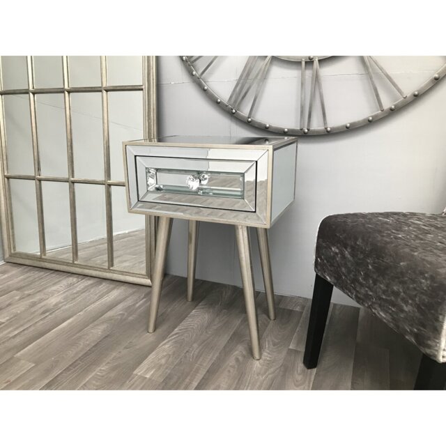 Ebony 46cm W Solid Wood Bedside Table