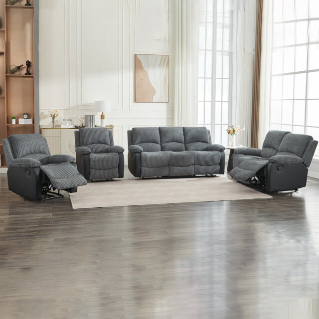 Reclining Living Room Sets Sectional Recliner Plush Corduroy Couches Set Living Room Sets