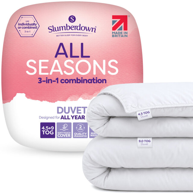 Slumberdown All Seasons 13 Tog (4.5 Tog + 9.5 Tog) All year round Machine washable Duvet