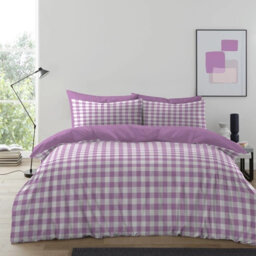 Luxury Gingham Microfibre Duvet Cover Set with Pillowcases Soft Breathable Easy Care Bedding All Sizes