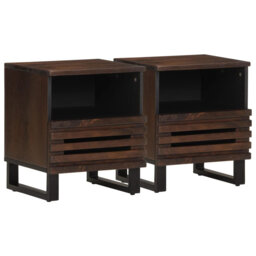 Vidaxl Bedside Cabinets 2 Pcs 40X33x46 Cm Solid Wood Rough Mango