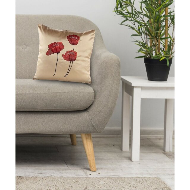 Dav Poppies Cushion Cover with Filler Pad