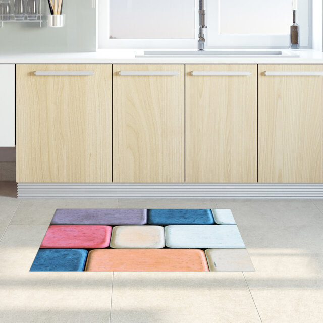 Gajana Geometric Machine Woven Blue Area Rug
