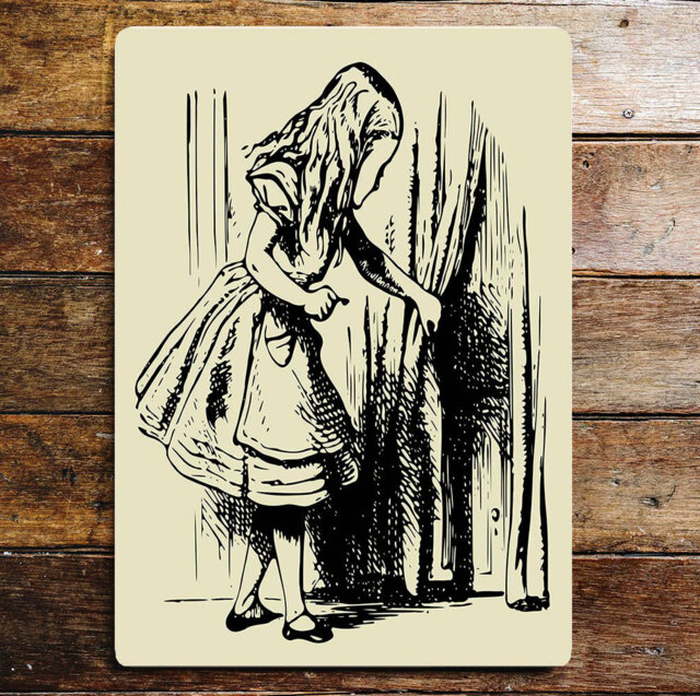 Alice In Wonderland Curtain   Metal Wall Sign Plaque