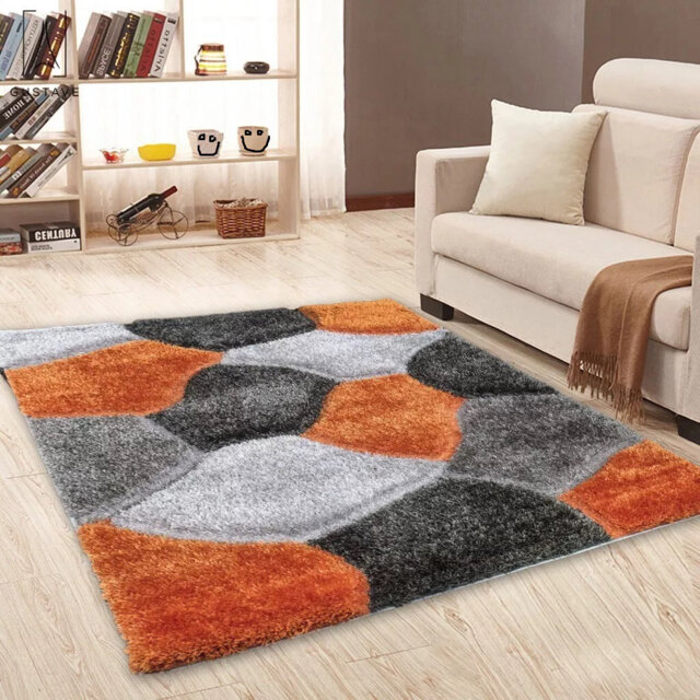 Modern 3D Shaggy Rugs Geometric Carved Design Large Area Rugs Soft Thick Fluffy Rug For Living Room Bedroom Small Floor Mats