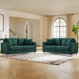 178cm Wide Corduroy Sofa with Square Armrests and 2 Throw Pillows (Set of 2)
