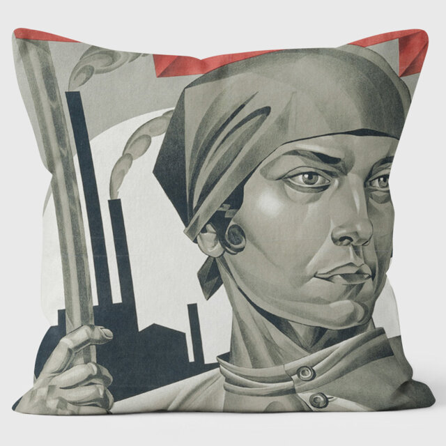 Emancipated Woman Build Socialism - Tate - the Russian Revolution Cushion