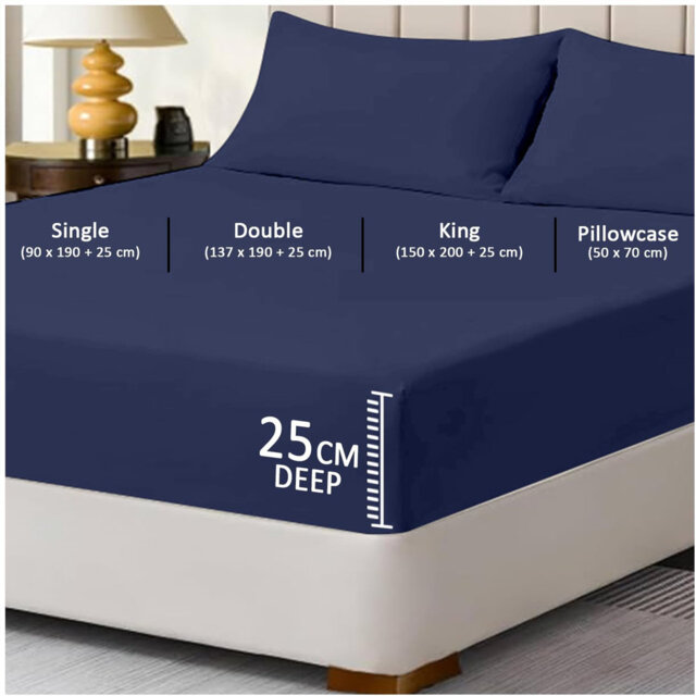 Super Dreamer Fitted Sheet Pack of 2 Solid Colour Polyester Bed Sheets - Single Double King Size Machine Washable