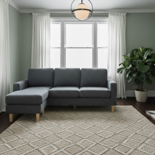 Valenzo Compact Reversible Chaise Sofa Modern 3-Seater L-Shaped Fabric Sofa