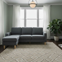 Valenzo Compact Reversible Chaise Sofa Modern 3-Seater L-Shaped Fabric Sofa
