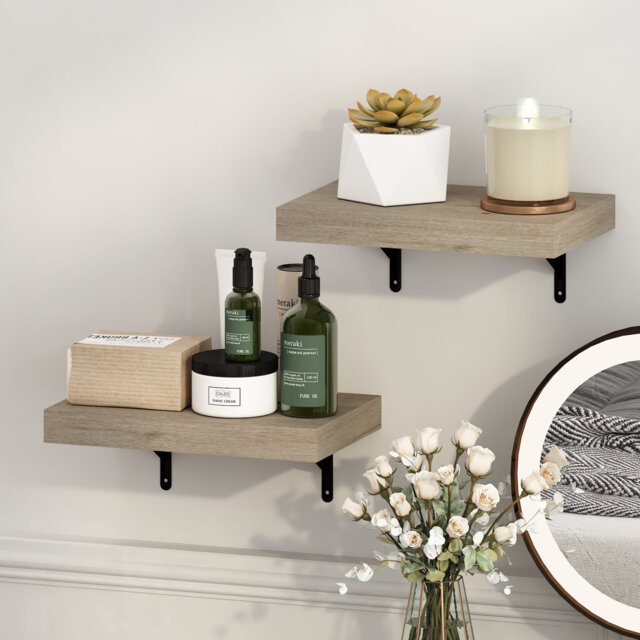 Beyhan Wall Mounted Floating Display Shelves, Set of 2