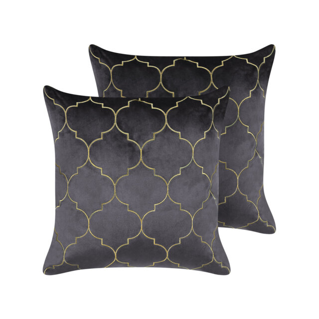 Set of 2 Velvet Cushions Moroccan Pattern 45 x 45 cm Crowborough