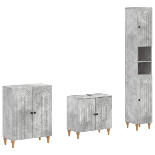 3 Piece Bathroom Cabinet Set with Shelf EDE Engineered Wood Furniture