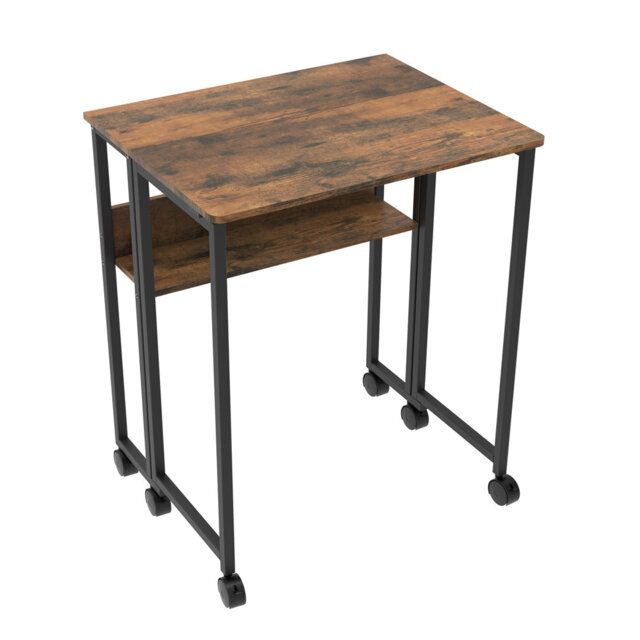 Space-Saving Folding Computer Desk with Wheels and Storage Shelf – Compact Home Office Table – Sturdy Workstation – Adjustable, Easy to Assemble – Ide