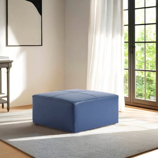 Hustle 89Cm Wide Genuine Leather Rectangle Footstool Ottoman