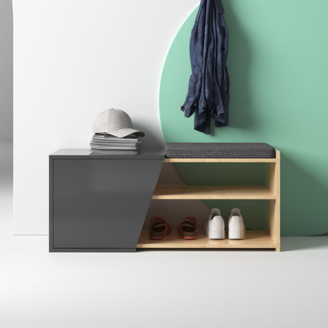 Aero Upholstered Storage Bench Entryway & Hallway Seating with Shoe Storage