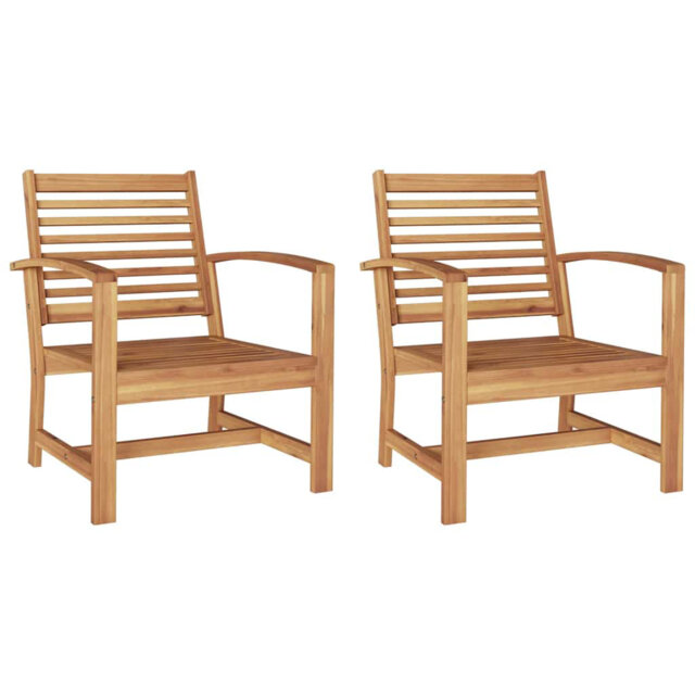 Garden Chairs 2 Pcs Natural 60 X 65 X 76.5 Cm Solid Teak Wood