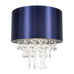 Modern Satin Fabric Pendant Light Shade with Acrylic Droplets