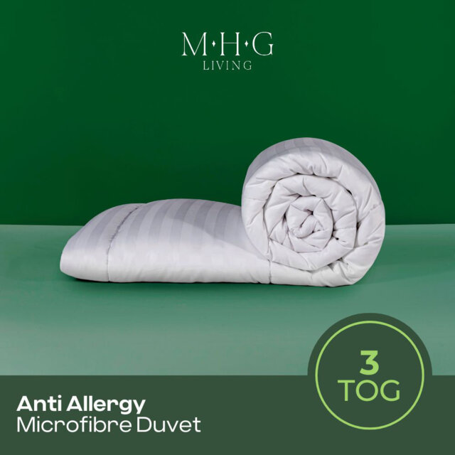 MHG Living Luxury Soft Touch Striped Microfibre 3 Tog Duvet â Anti-Allergy, Lightweight & Breathable Summer Quilt â Single, Double, King & Super K