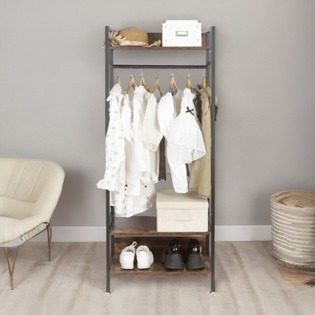 60cm Industrial Heavy Duty Metal Open Wardrobe With Shelves