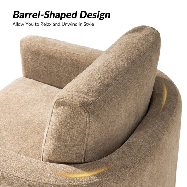 Nicha Modern Feather Blend Solid Wood Swivel Barrel Chair With Deep Seat Set Of 2