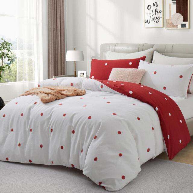 Reversible Microfiber Duvet Cover Set - 2 in 1 Pattern Printed Duvet with Matching Pillow Covers