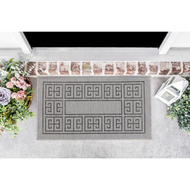 Sky Kilim Braided Greek Key Design Outdoor Rugs
