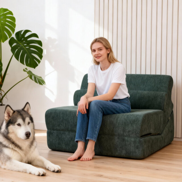 Compressed Sofa Bed - Fold-out Curved Bed Chair One Seater